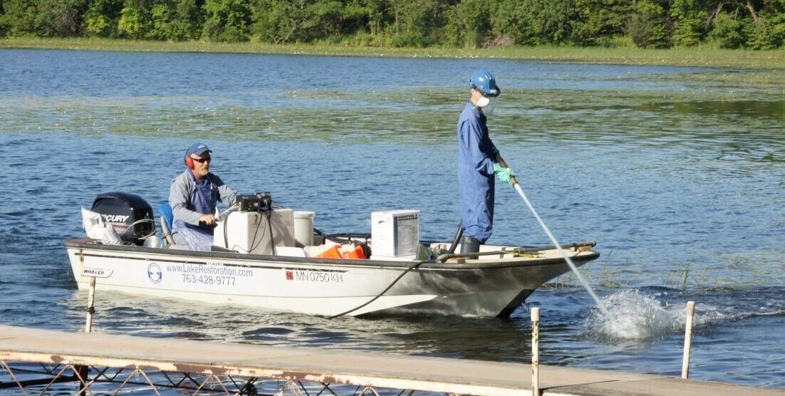 Us treating a lake.